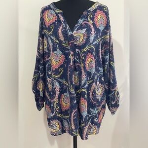 Coral Bay 2X Paisley‎ Print Women's Top - Multicolor 285